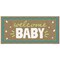 Big Dot of Happiness Light Green and Teal Wavy Welcome Baby Kraft Paper Banner, Retro Baby Shower Backdrop, Printed Brown Paper Party Decor – 1 Count